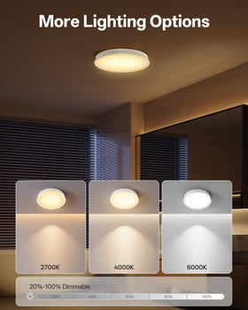 Three color temperatures and RGB options on Arecovas bath fan for versatile lighting