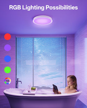 RGB lighting on Arecovas bath fan adds ambiance while providing ventilation