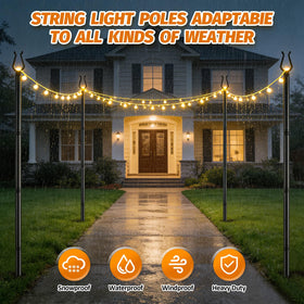 Aredy fork-base poles anchor securely for outdoor weddings and events.