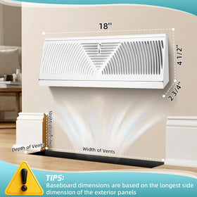 Aremae baseboard vent with smooth-glide lever enables easy airflow adjustment.