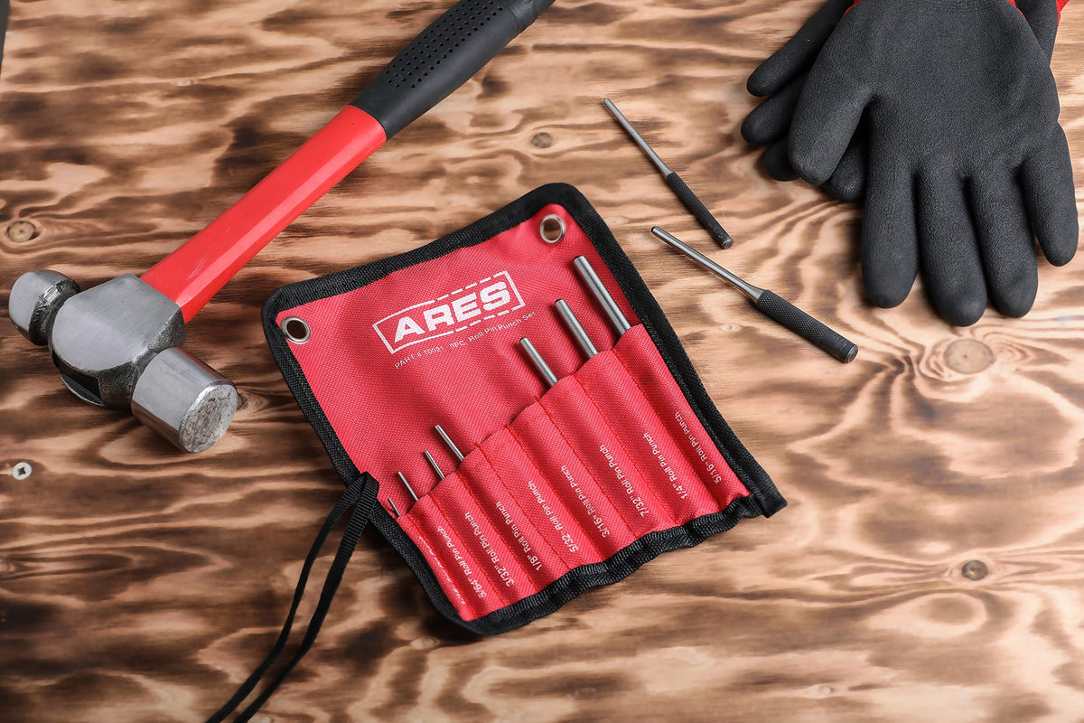 Nylon storage pouch keeping ARES 10021 punches organized on the job