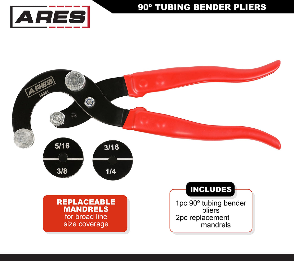 ARES 10031 replaceable mandrels enable quick swaps for multiple line sizes