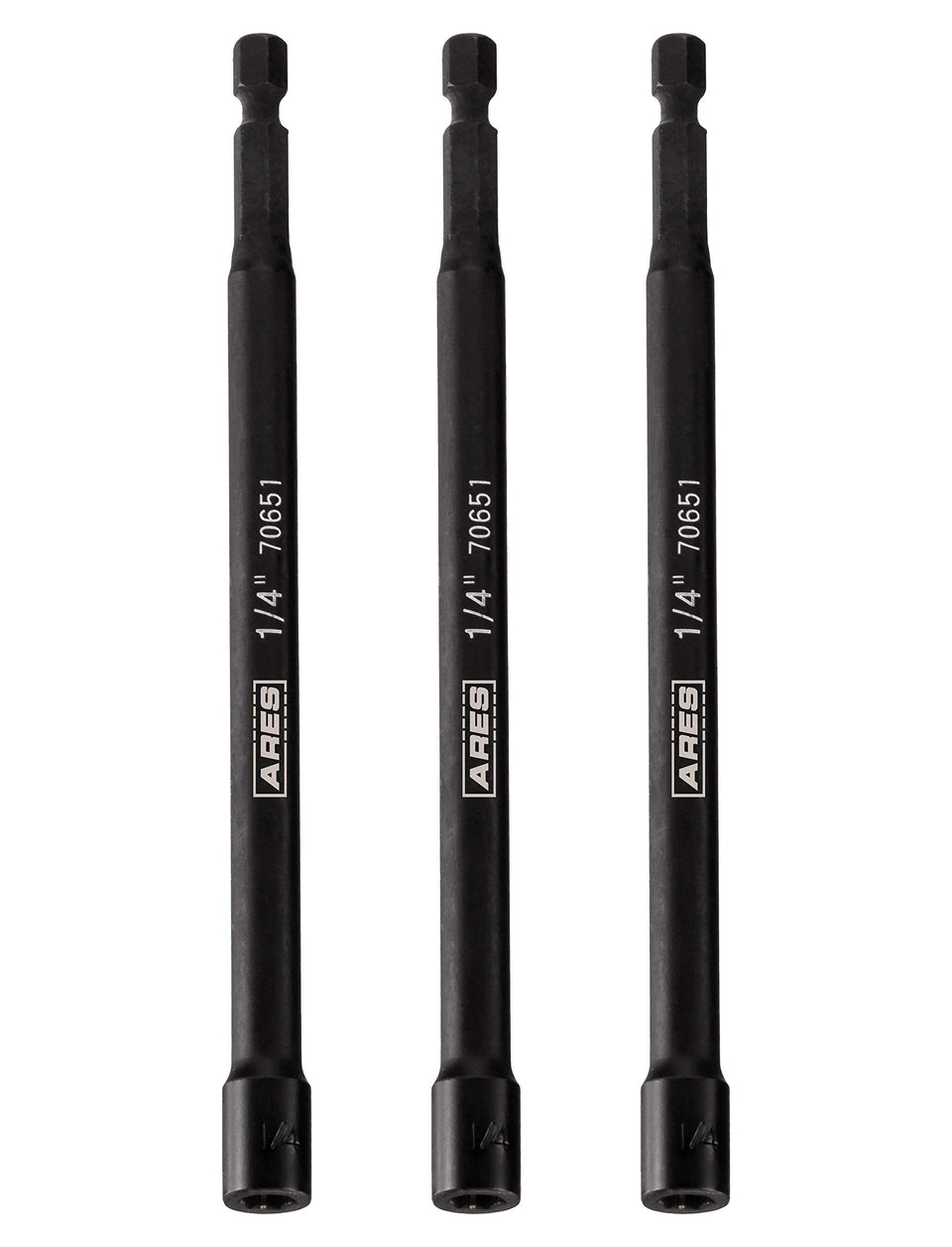 ARES 27008 three-piece 1/4-inch magnetic nut drivers with strong magnets for secure retention