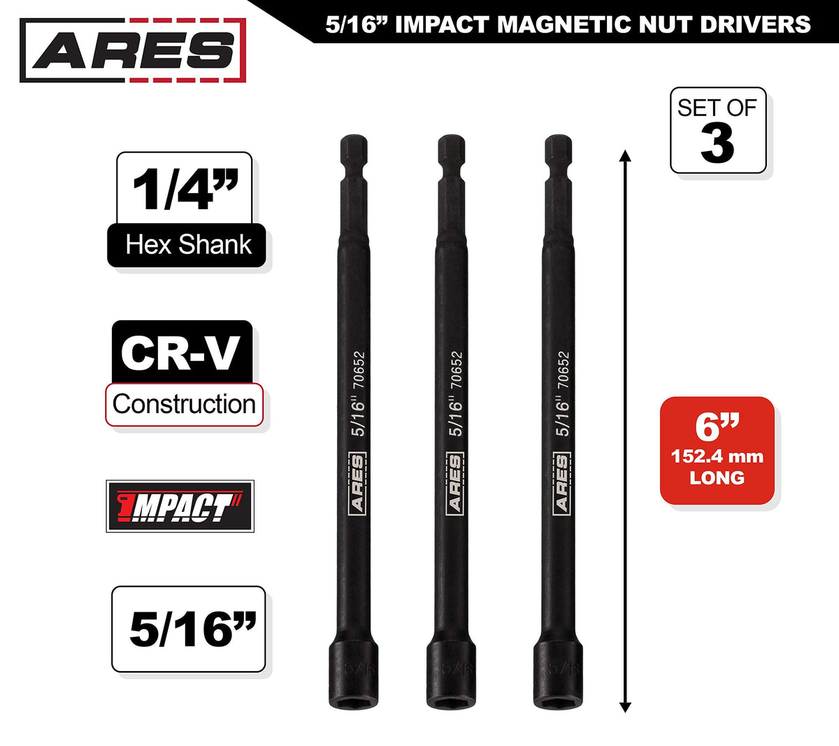 ARES 27009 nut driver showing strong magnets for secure fastener retention.