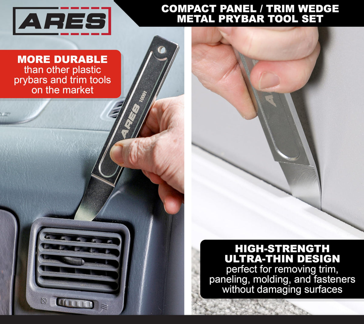 ARES prybar with 4140 chrome-moly steel for durability