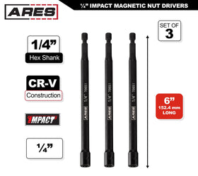 ARES six-inch length nut driver set in use for tight space access