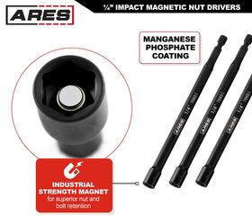 Chrome Vanadium steel with manganese phosphate coating on ARES nut drivers