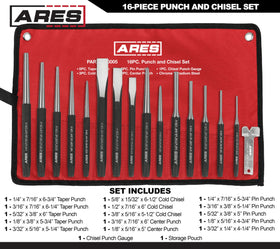 ARES tapered punches in five sizes for precise alignment and mark setting