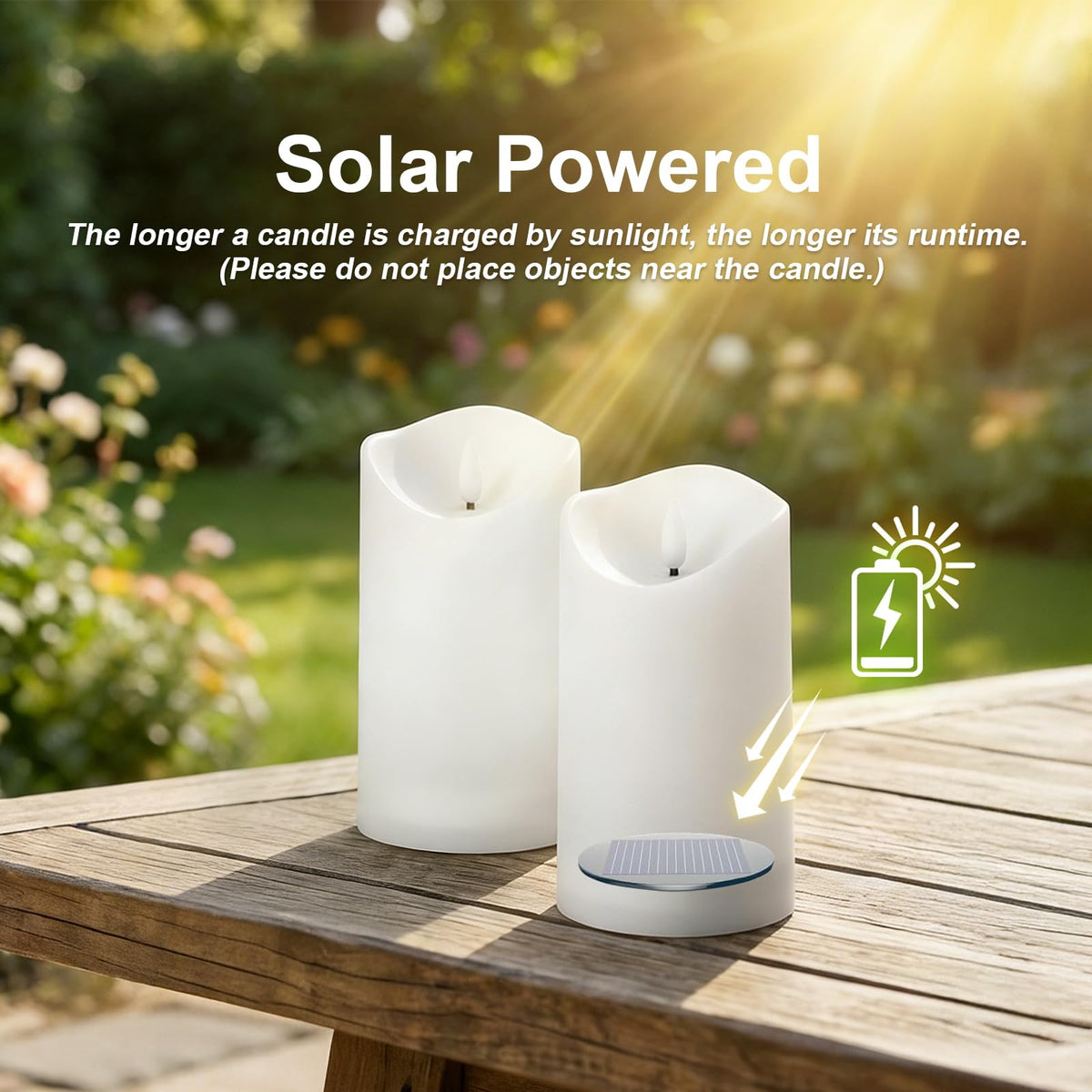 ARIKJ dusk-to-dawn candles auto on for hands-free garden illumination.