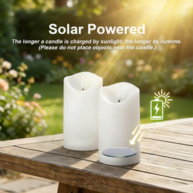ARIKJ dusk-to-dawn candles auto on for hands-free garden illumination.