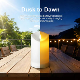 ARIKJ weatherproof solar candles endure rain for reliable outdoor lighting.