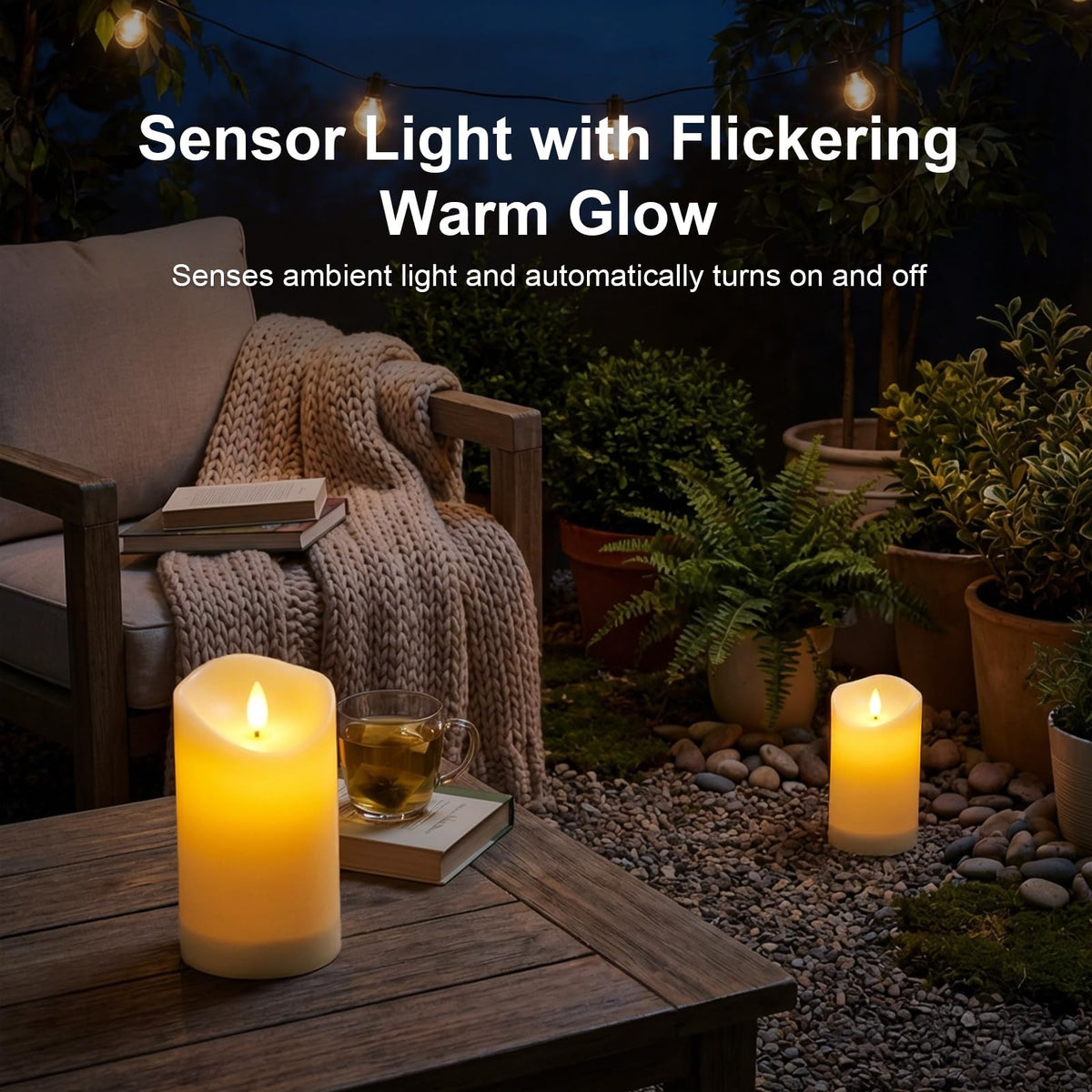 ARIKJ outdoor pathway lighting with safe flameless design.