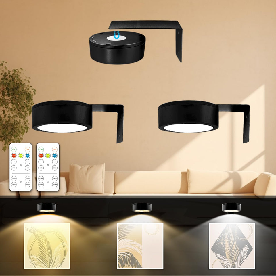 Arixinks picture light with remote illuminates wall art from across the room