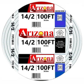 ARIZONA ELECTRICAL SOLUTIONS 100ft NM-B copper cable with white jacket, easy indoor wiring