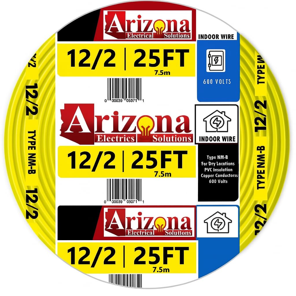 Arizona Electrical Solutions 25ft 12/2 NM-B copper conductor for home wiring
