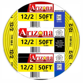 Arizona Electrical Solutions 50ft 12-2 NM-B cable yellow spool for residential wiring