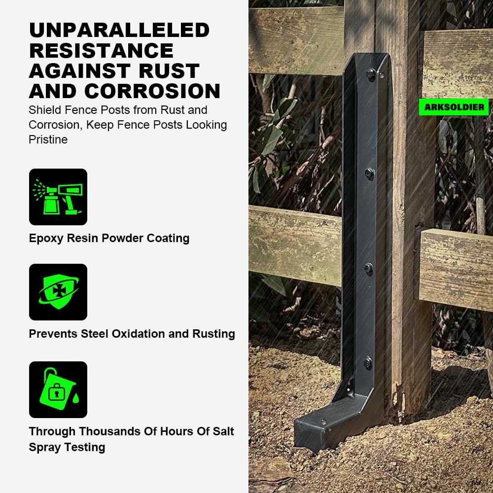 ARKSOLDIER fence post bracket kit strengthens posts against wind and weather.