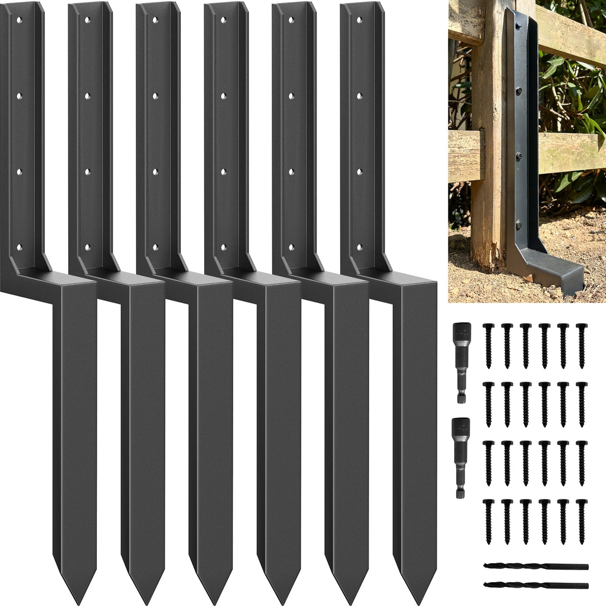 ARKSOLDIER fence post repair kit stakes stabilize leaning posts with solid support.