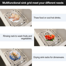 Grid elevates items to promote airflow and drainage.