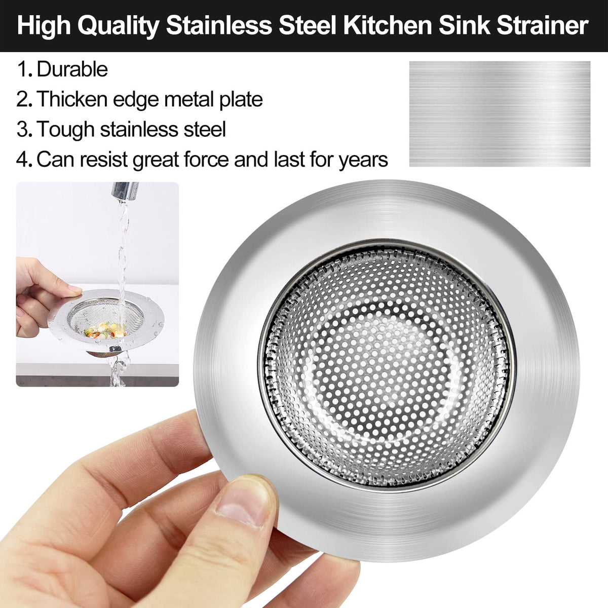 Two-pack packaging includes strainers and rubber feet.