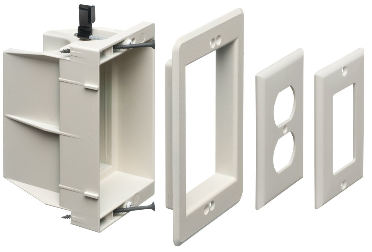 Arlington DVFR1W-1 recessed box front view for flush wall installs