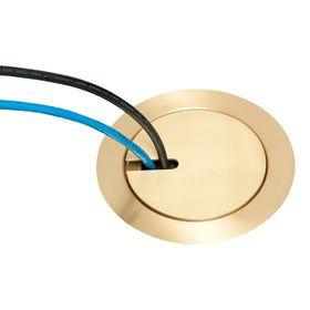 Arlington FLBC4580 brass recessed floor box closeup for flush-floor installations.