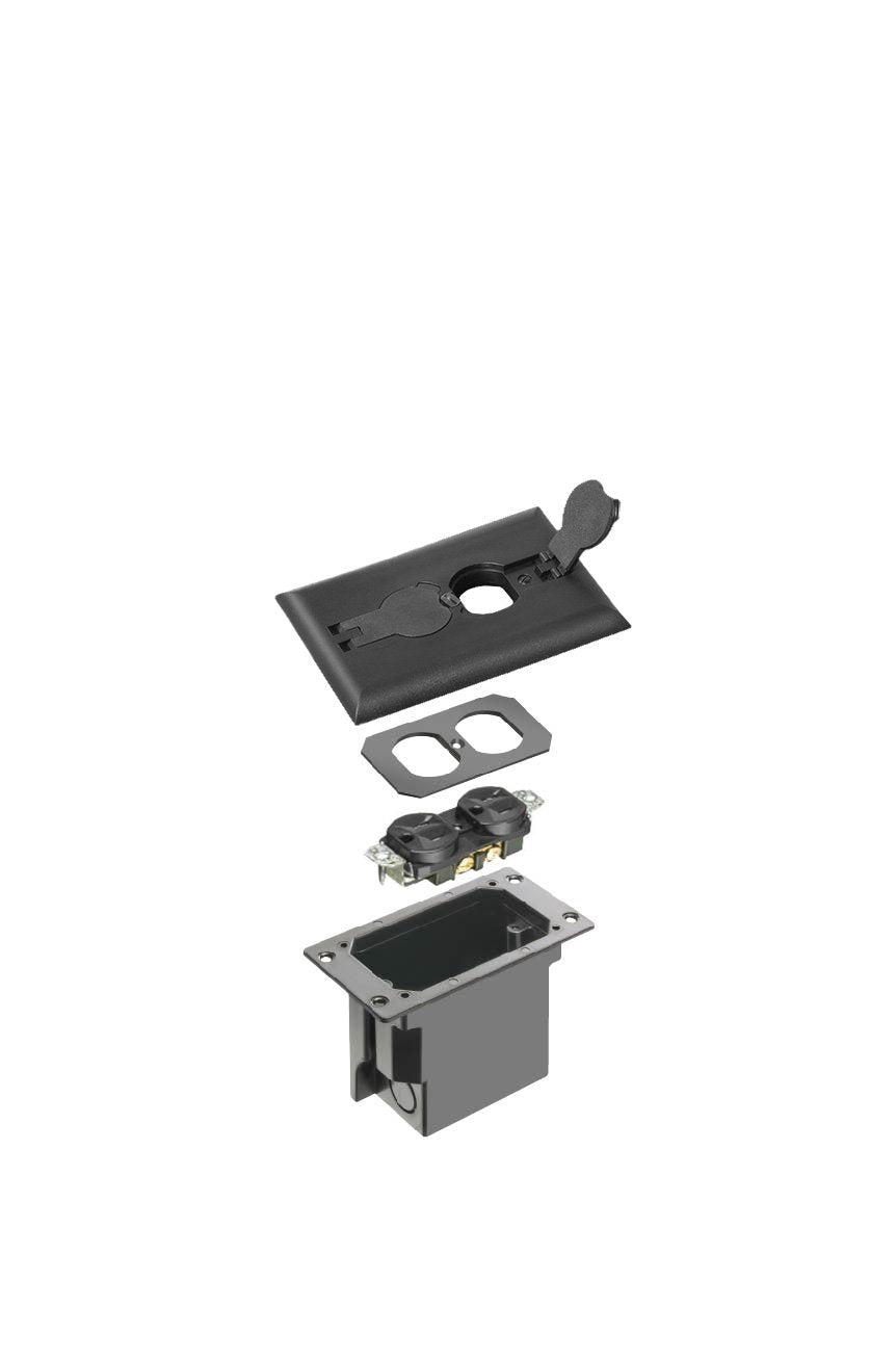 Arlington FLBRF101BL flip lid enabling easy, safe outlet access