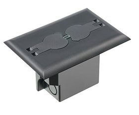 Arlington FLBRF101BL floor box installed flush to existing flooring for outlets