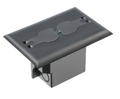 Arlington FLBRF101BL floor box installed flush to existing flooring for outlets