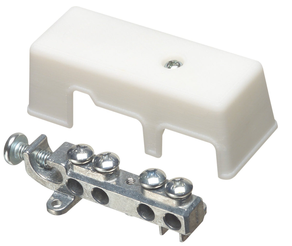 Arlington GB5-1 grounding bridge with white zinc finish enables reliable intersystem bonding.