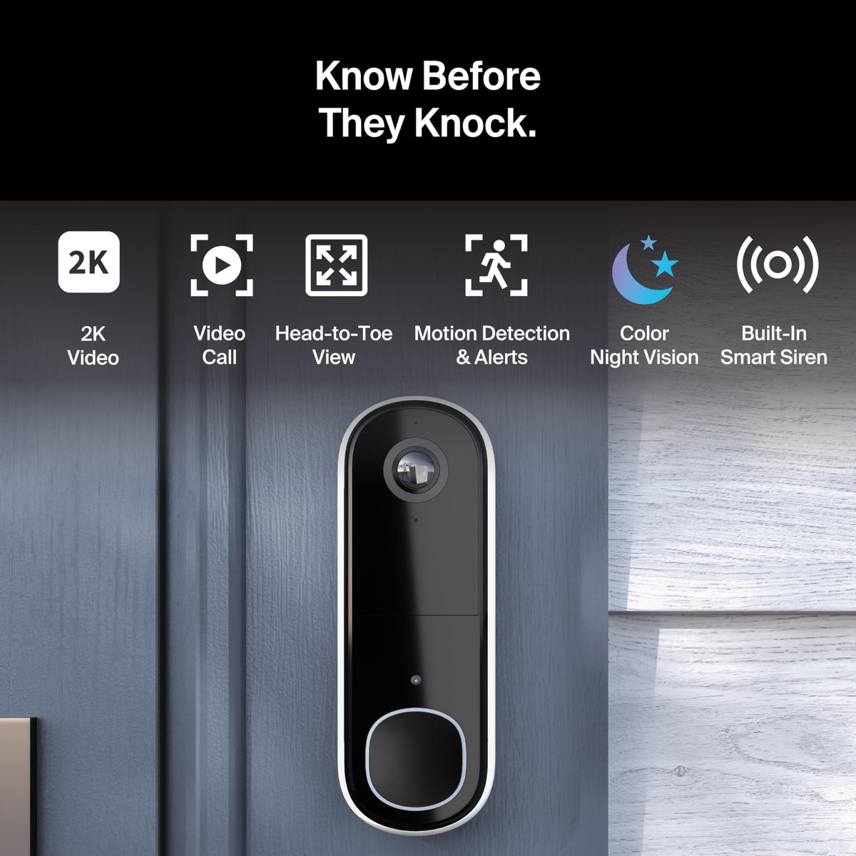 Arlo Video Doorbell 2K weather-resistant design withstands rain, heat, and cold.