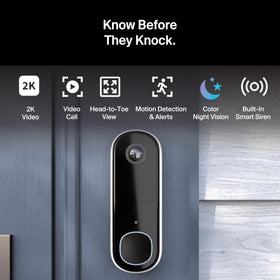 Arlo Video Doorbell 2K weather-resistant design withstands rain, heat, and cold.