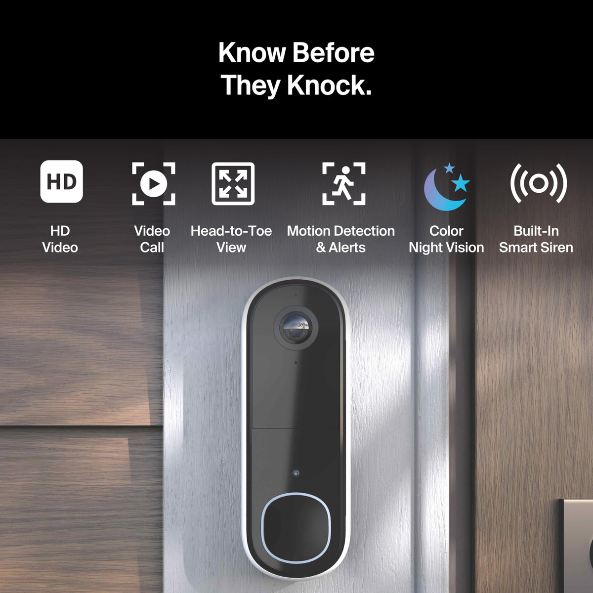 Arlo Video Doorbell 2nd Gen integrated siren adds deterrence at home.