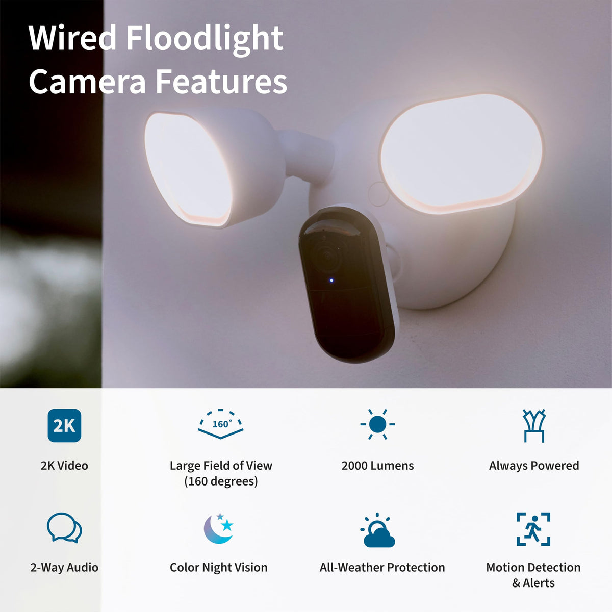 Arlo floodlight delivers 2000 lumens for bright driveways and entryways