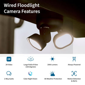 Arlo Wired Floodlight Camera side angle highlights wide 160° field of view and coverage