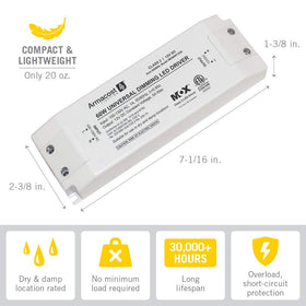 Armacost Lighting 60W driver demonstrates dimmer compatibility for versatile control.