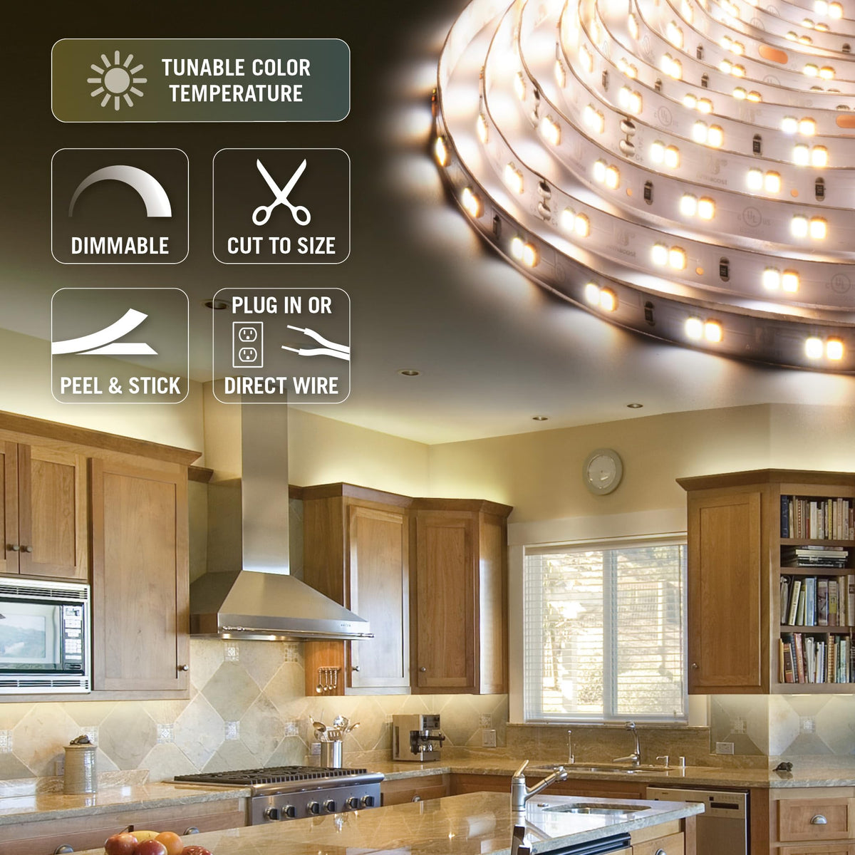 RF remote controls Ribbon Flex through walls for convenient dimming