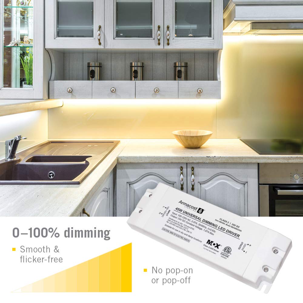Armacost Lighting triac-compatible-dimmer-driver works with leading-edge and trailing-edge controls.