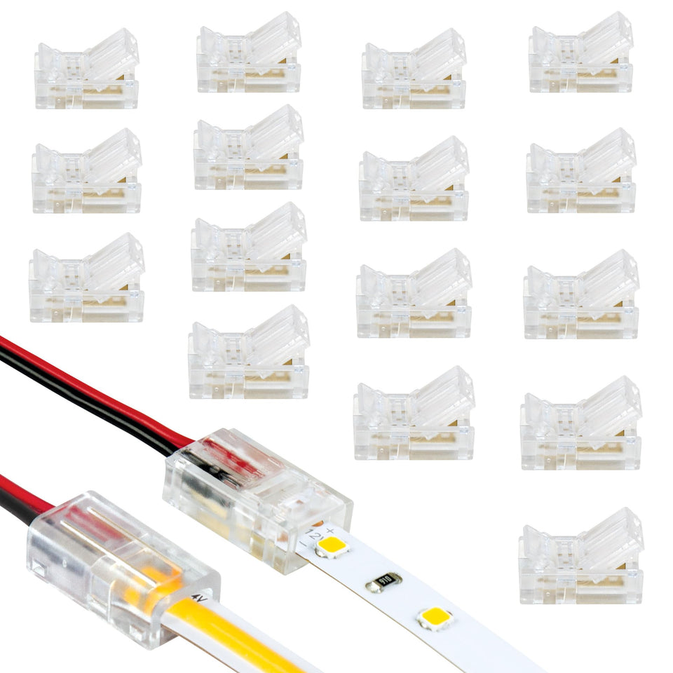Armacost Lighting 566021 white wire-to-tape connector in package for quick, solder-free joins.