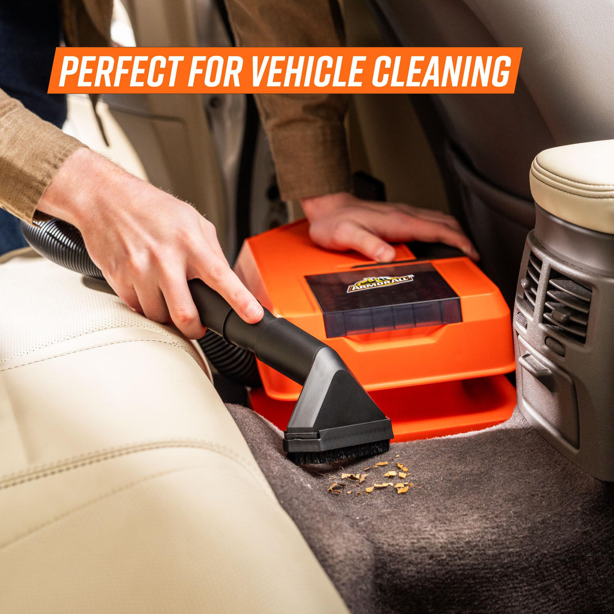 Armor All 2.5-Gallon cordless vac car interior cleaning in action