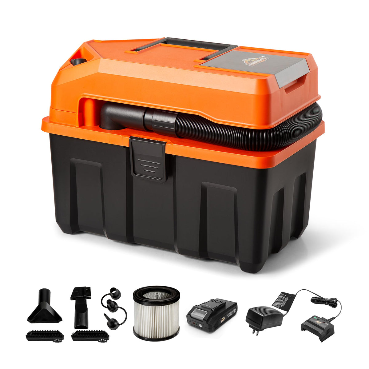 Armor All 2.5-Gallon cordless wet/dry vac front view for portable cleaning