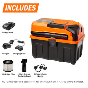 Armor All 2.5-Gallon cordless vac side view with built-in hose storage