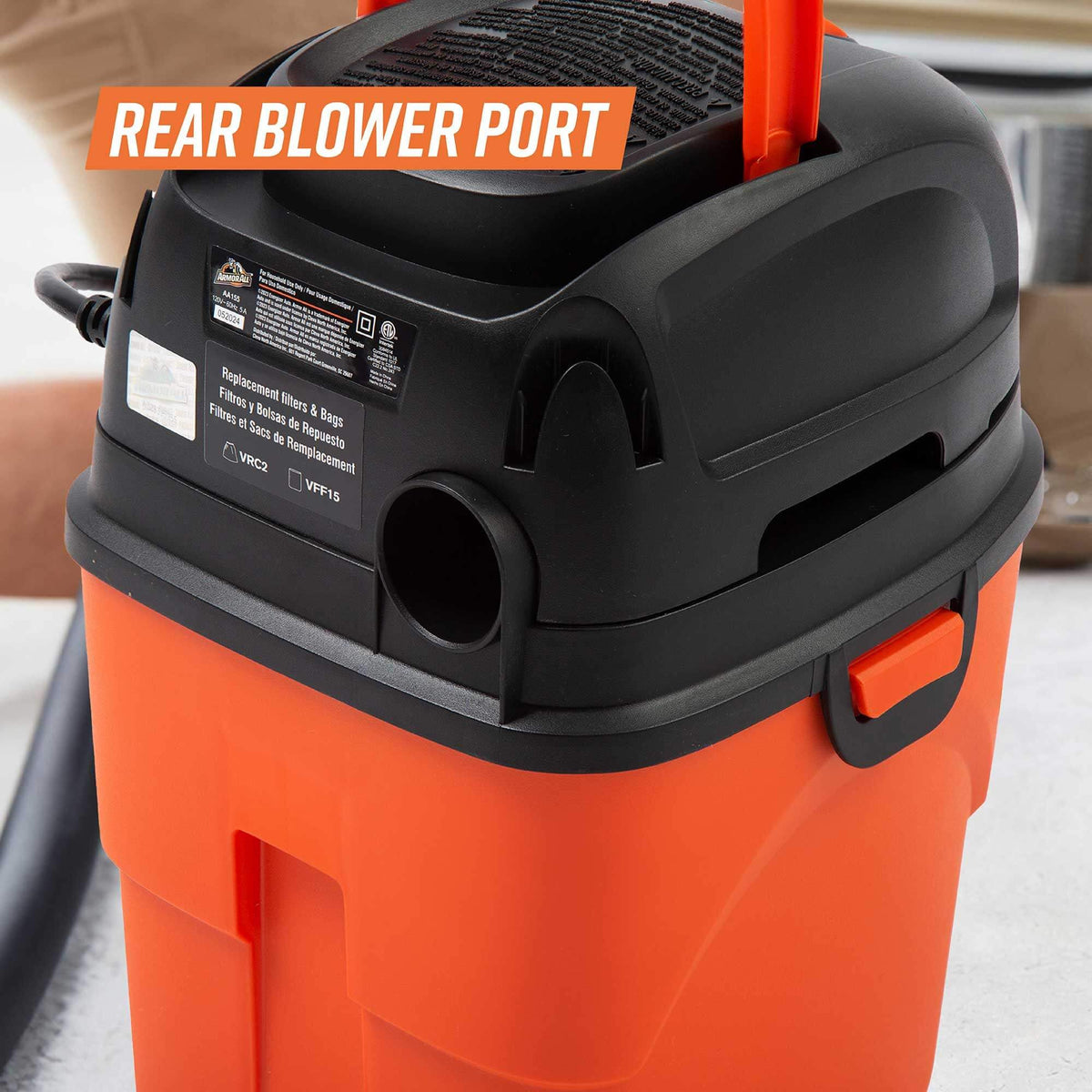 Armor All AA155 blower function helps clear debris on hard surfaces.