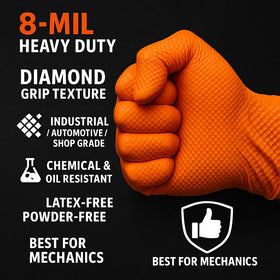 AroCare orange nitrile gloves box with 100 gloves for convenient stocking.
