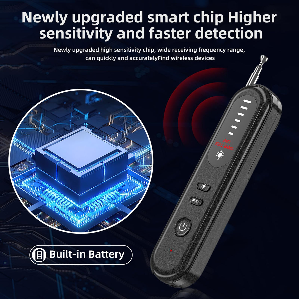 Aroeally Hidden Camera Detector's pocket-size design fits easily in a bag.