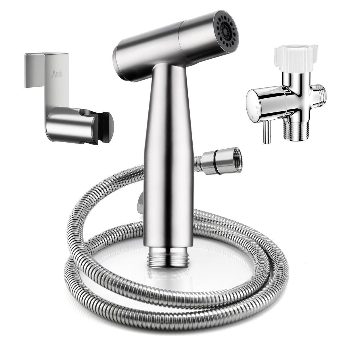 Arofa bidet sprayer hands free design for easy toilet hygiene.