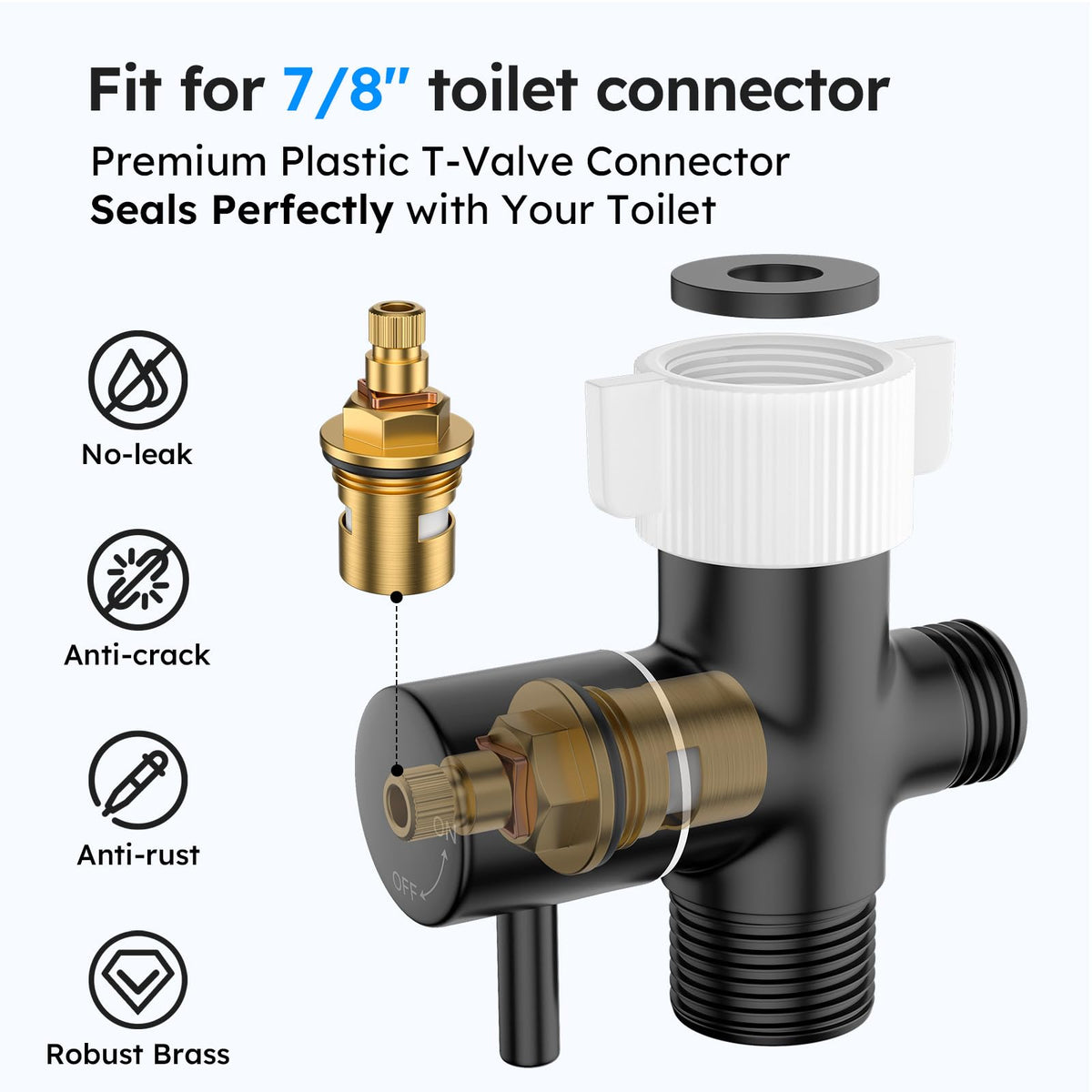 Arofa Black Bidet Sprayer hose-assembly close-up shows flexible, durable hose.