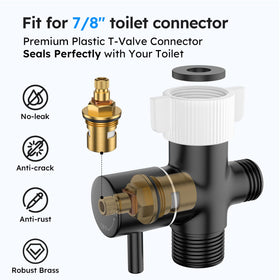 Arofa Black Bidet Sprayer hose-assembly close-up shows flexible, durable hose.