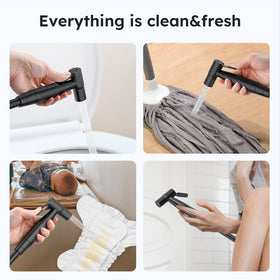 Arofa Black Bidet Sprayer wall-mount installation demonstrates simple DIY setup.