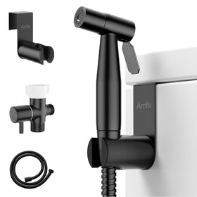 Arofa Black Bidet Sprayer packaged view showing premium finish.